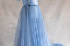 Dusty blue tulle robe with train, fits up to size 14