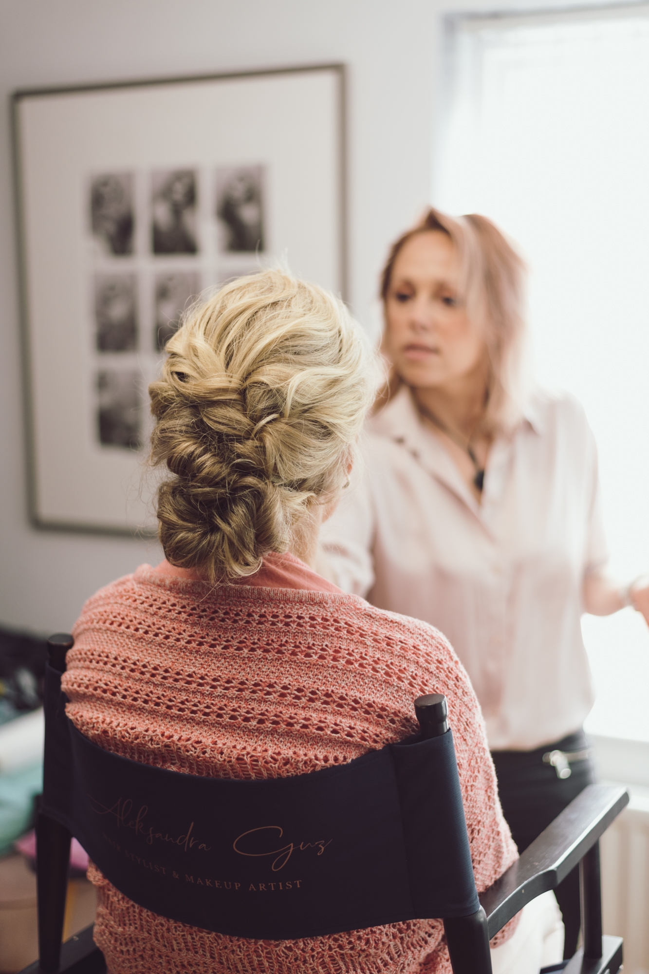 Dot having her makeup and hair done for a photoshoot with Worcester portrait photographer, Renata Clarke