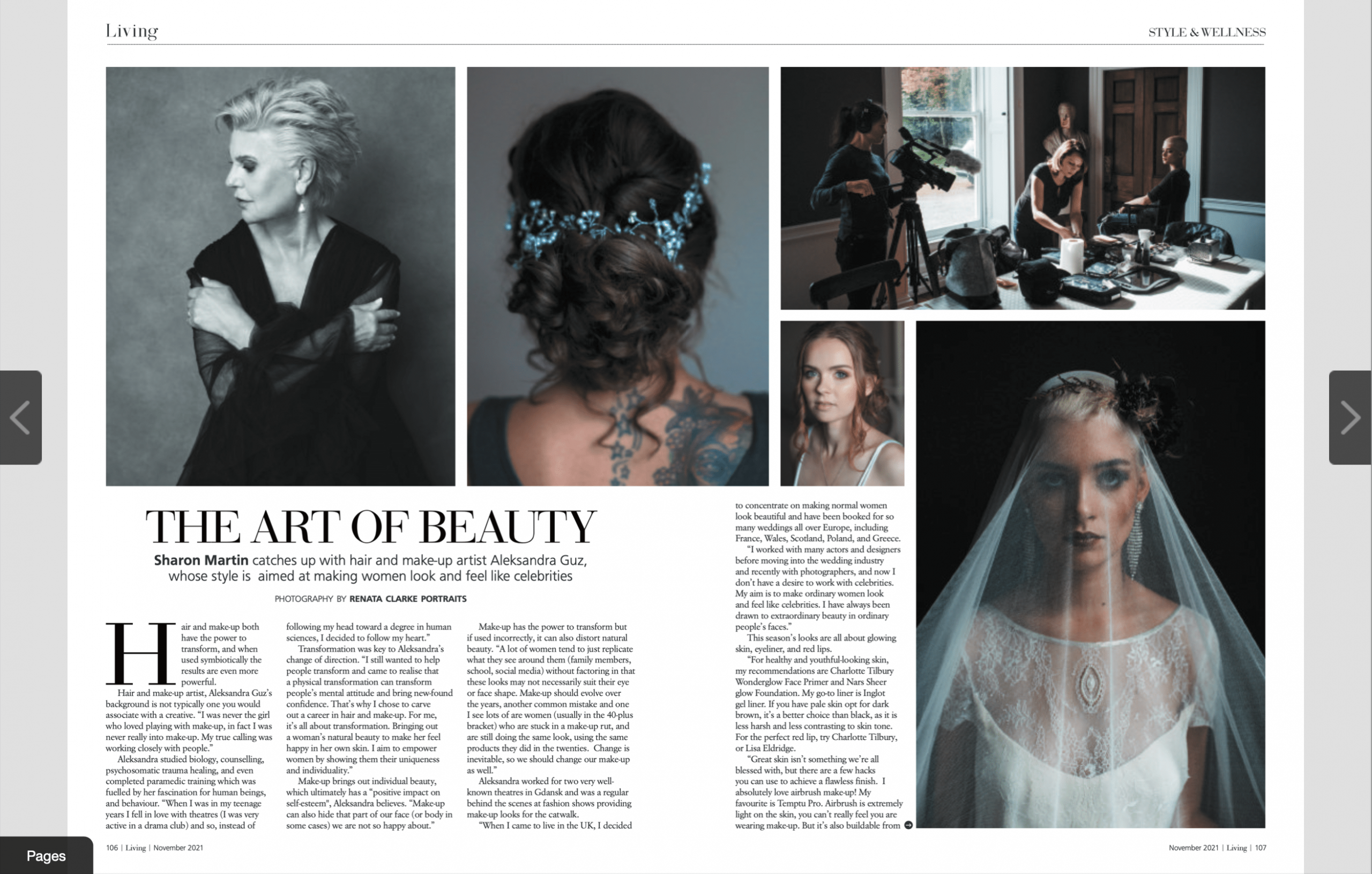 Interview in the Living Midlands Magazine with Aleksandra Guz, makeup artist and hair stylist, featuring the photography pf Renata Clarke