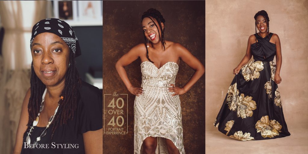Same day glam transformation - 40 over 40 poortrait experience for Melonie.